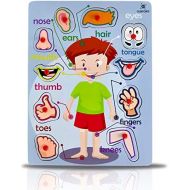 [아마존베스트]Gleeporte Wooden Peg Puzzle, My Body - Outside - Learning Educational Pegged Puzzle for Toddler & Kids (10 pcs)