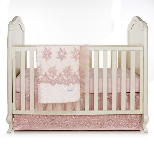  Crib Bedding Set Remember My Love by Glenna Jean | Baby Girl Nursery + Hand Crafted with Premium Quality Fabrics | Includes Quilt, Sheet & Bed Skirt with Pink & Ivory Accents