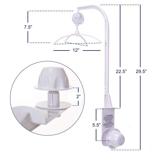  Glenna Jean DIY Musical Mobile Kit, Baby Crib Mobile Music Box Holder Arm Bracket Nut Screw Box