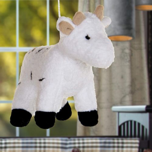  Glenna Jean 2 Pack of white Bulls Crib Mobile Attachments | Hanging Plush Animal Decorations for Baby Girl or...