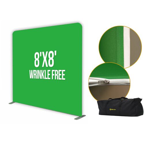  Glide Gear Video Photography Tension Anti-Wrinkle 8 x 8' Backdrop Stand with Green/White Backdrop