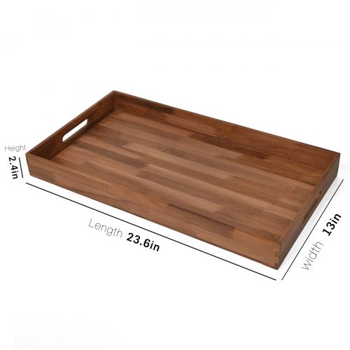  Glitz Star Square Ottoman Tray Teak Wood Serving Tray, Extra Large(24 x 13 inch)