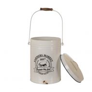 Glitzhome Farmhouse Metal Enamel Canister with Handle and Cover Planters Farmhouse Theme Home/Garden Decor