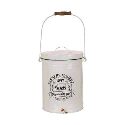  Glitzhome Farmhouse Metal Enamel Canister with Handle and Cover Planters Farmhouse Theme Home/Garden Decor