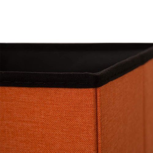  Glitzhome Foldable Linen Cube Storage Ottoman with Padded Seat (Orange Set of 2)