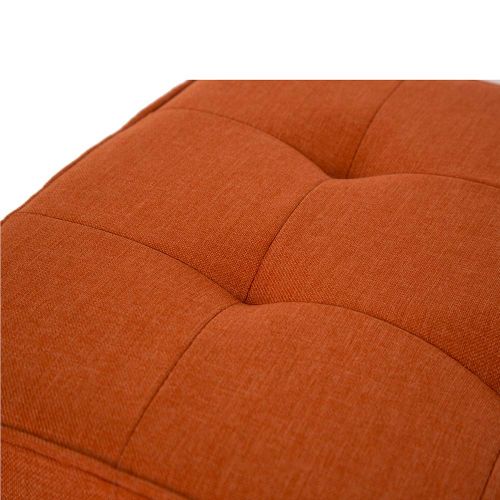  Glitzhome Foldable Linen Cube Storage Ottoman with Padded Seat (Orange Set of 2)