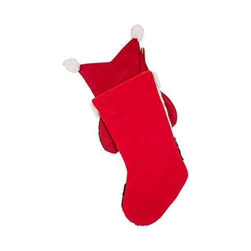  glitzhome 22 L Handmade Hooked 3D Dog Christmas Stocking for Family Holiday Season Party Decor