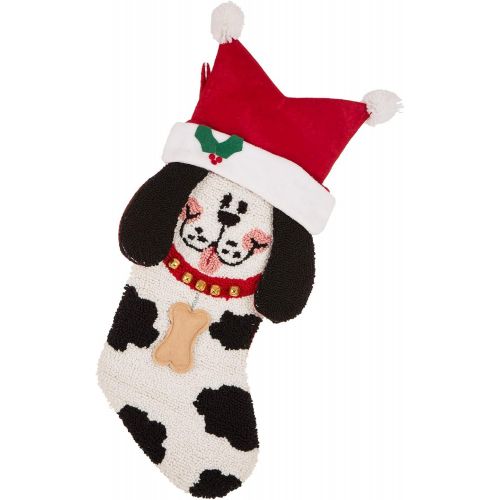  glitzhome 22 L Handmade Hooked 3D Dog Christmas Stocking for Family Holiday Season Party Decor