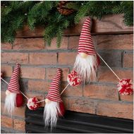 glitzhome Fabric Christmas Gnome Gardland Gnome Banners Christmas Holiday Party Hanging Decorations for Home Fireplace Office Windows Table Wall Christmas Tree, 6 Feet Red and Whit