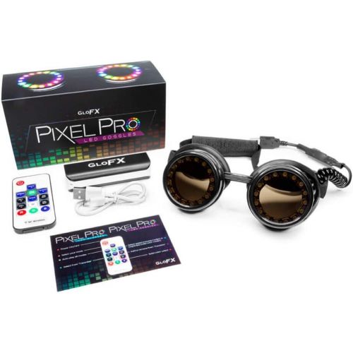  GloFX LED Pixel Pro Goggles [350+ Epic Modes] - Programmable Rechargeable Light Up EDM Festival Rave Party Sunglasses