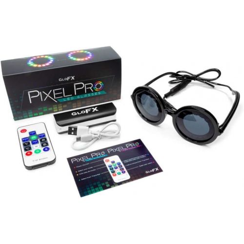  GloFX Pixel Pro LED Glasses [350+ Epic Modes] - Programmable Rechargeable Light Up EDM Festival Rave Party Sunglasses