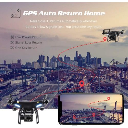  [아마존 핫딜]  [아마존핫딜]GPS Drone with Camera HD 1080P Return Home, Global Drone GW168, FPV Quadcopter Drones with Servo Gimbal Adjustable Wi-Fi Camera Live Video, Follow Me, Altitude Hold, Drone for Begi