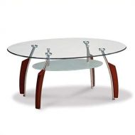 Global Furniture USA Global Furniture Clear/Silver Occasional Coffee Table with Mahogany Legs