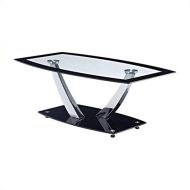 Global Furniture USA Global Furniture Clear/Black Trim Occasional Coffee Table with Chrome Legs