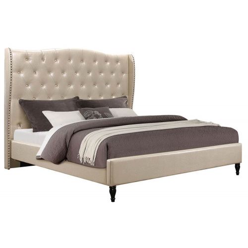  Global Furniture USA 8856-CHAMP-QB UPHOLSTERED Mirror Queen Bed Champagne