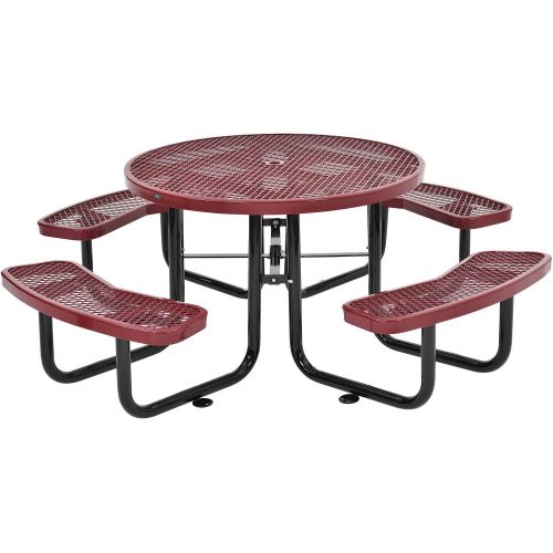  Global Industrial 46 Round Expanded Metal Picnic Table, Red