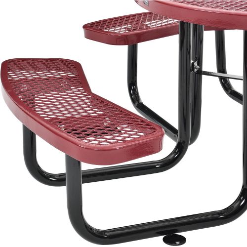  Global Industrial 46 Round Expanded Metal Picnic Table, Red