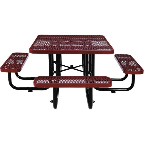  Global Industrial 46 Square Expanded Metal Picnic Table, Red