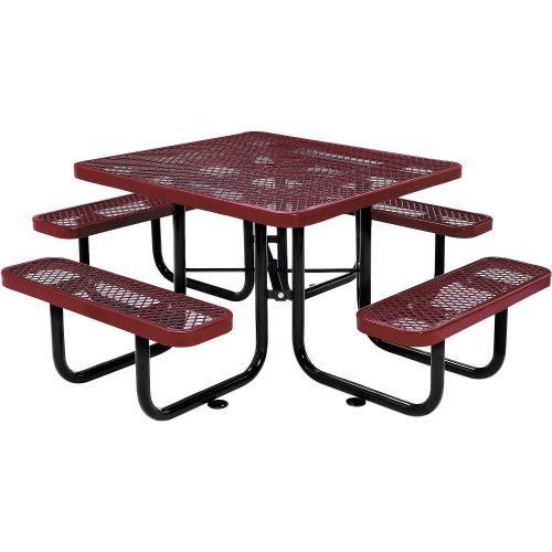  Global Industrial 46 Square Expanded Metal Picnic Table, Red