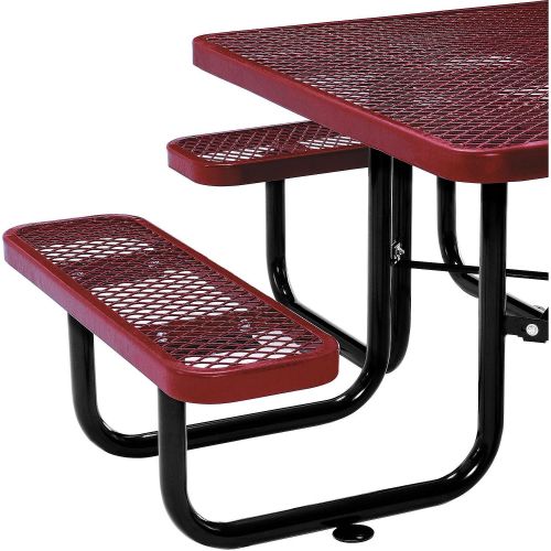  Global Industrial 46 Square Expanded Metal Picnic Table, Red