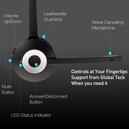  Global Teck Avaya - Nortel Phones certified Jabra Cordless Headset | PRO 920 EHS Bundle | Electronic Remote Answerer included | Avaya - Nortel Compatible VoiP phones: 1120E, 1140E, 1150E, 1165