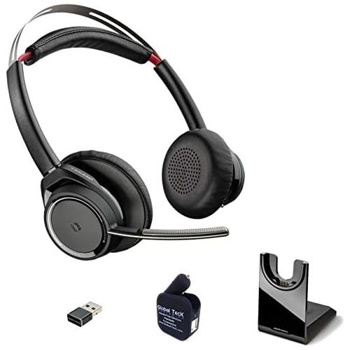  Global Teck Worldwide GTW Voyager Focus UC B825 Bluetooth Headphones with Microphone 202652-01-BC, Bluetooth USB Dongle, Smartphones, PC, MAC, Tablet - Zoom, Teams, Skype, Fuze, RingCentral, Combo USB P