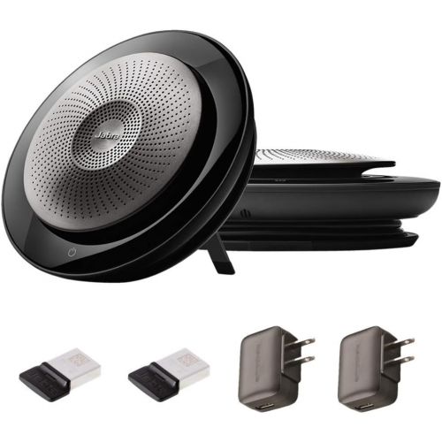  Global Teck Worldwide Jabra Bluetooth Speakerphone Speak 710, 2pk Bundle, Set of 2 Speakers, Compatible with USB, Pc, Mac, Bluetooth Devices, Voice & Video Apps - Zoom, Skype, Teams Version (Deluxe MS B