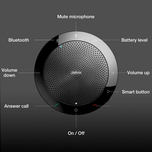  Global Teck Worldwide Jabra 510 Speak Bluetooth Speakerphone- PC, MAC, Tablet, Smartphone Compatible, MS Teams Skype Version 7510-109 - Global Teck Bonus Microfiber Cloth