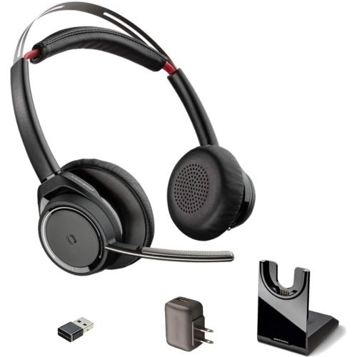  Global Teck Worldwide GTW Bundle Plantronics Voyager Focus UC Bluetooth Headphones MS 202652 02 B, Compatible with Teams, Zooms, Meet, Streaming Music, Smartphones, PC, MAC, Tablet, Dongle, Bonus Char