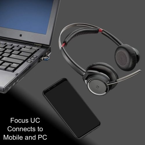  Global Teck Worldwide GTW Bundle Plantronics Voyager Focus UC Bluetooth Headphones MS 202652 02 B, Compatible with Teams, Zooms, Meet, Streaming Music, Smartphones, PC, MAC, Tablet, Dongle, Bonus Char