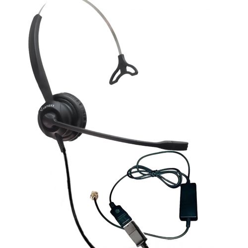  Global Teck Worldwide XS 820 Headset Bundle with Ergonomic Telephone Cable | For RJ9 Phones with Headset Port - VoIP, IP, Digital Phones: Cisco, Mitel, ShoreTel, Aastra, Toshiba, Nortel, Meridian, Yeali