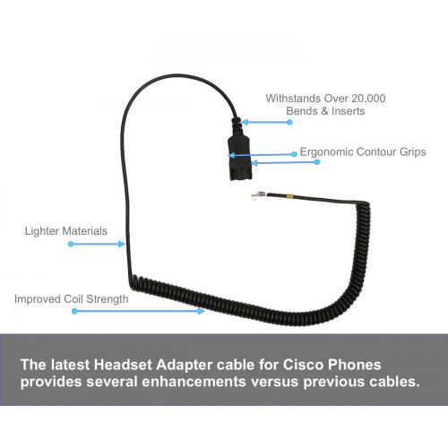  Global Teck Worldwide Cisco Phone Compatible XS 825 Premium Headset Bundle with Ergonomic Telephone Cable | For Cisco IP Phones with RJ-9RJ-22 Headset Port (XS Duo-CIS (Black))