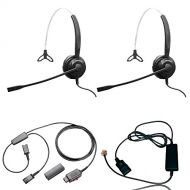 Global Teck Worldwide XS 820 Mono Headset Training Bundle | Headsets, Telephone Interface Cable, Y-Training Splitter Cord #27019-0 (with Mute button) | Use for Coaching, Supervising, Training, Monitorin
