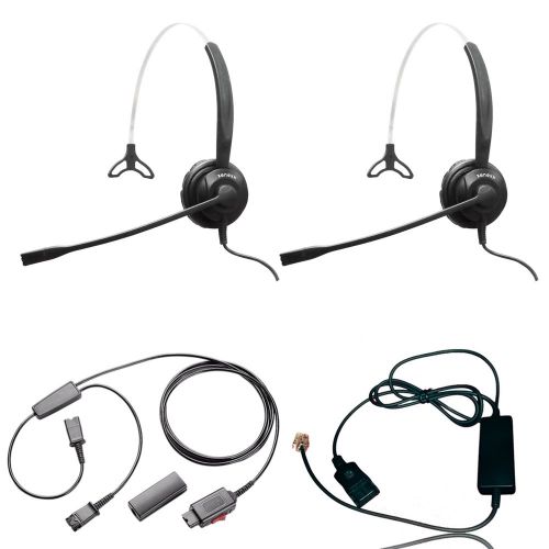  Global Teck Worldwide XS 820 Mono Headset Training Bundle | Headsets, Telephone Interface Cable, Y-Training Splitter Cord #27019-0 (with Mute button) | Use for Coaching, Supervising, Training, Monitorin