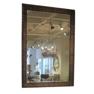 Global Views Luxe Rustic Ribbed Wood 53 Wall Mirror | Textured Contemporary Classic Vanity