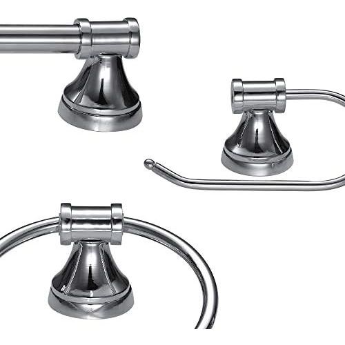  Globe Electric 51234 5-Piece Parker All-in-One Bath Set, 3-Light Vanity, Bar, Towel Ring, Robe Hook, Toilet Paper Holder, Chrome Finish