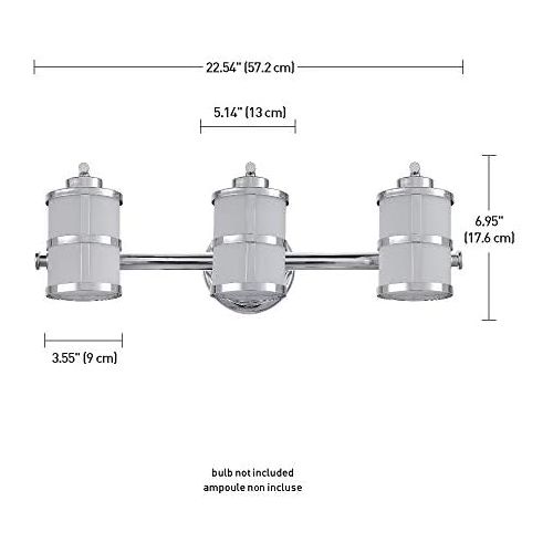  Globe Electric 51285 Kennewick 5-Piece All-In-One Bath Set, Polished Chrome Finish, 3-Light Vanity Light, Towel Bar, Towel Ring, Toilet Paper Holder, Robe Hook