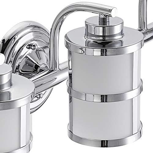  Globe Electric 51285 Kennewick 5-Piece All-In-One Bath Set, Polished Chrome Finish, 3-Light Vanity Light, Towel Bar, Towel Ring, Toilet Paper Holder, Robe Hook