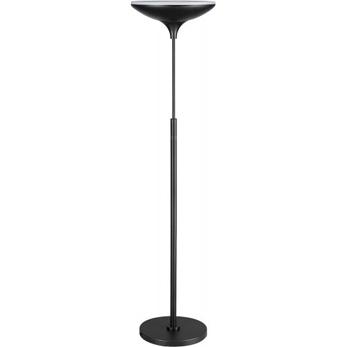  Globe Electric 12784 LED Floor Lamp Torchiere, Energy Star Certified, Dimmable Super Bright, 43W, 3000 Lumens, 1x 43W Integrated LED, 12.99 x 12.99 x 70.9, Black Satin Finish