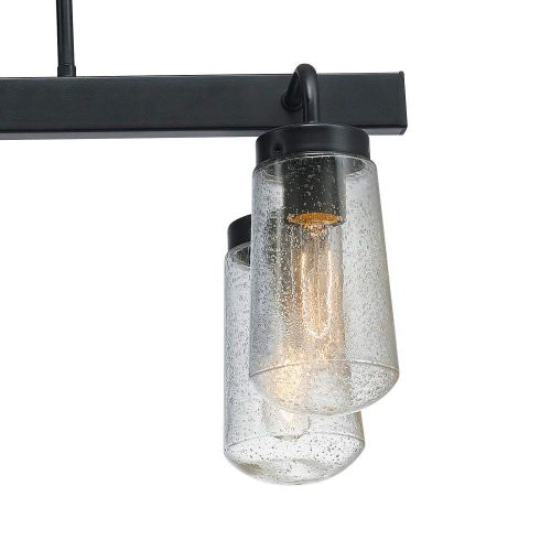  Globe Electric 44243 Tyson Outdoor/Indoor 6-Light Chandelier, Matte Black with Clear Seeded Glass Shades