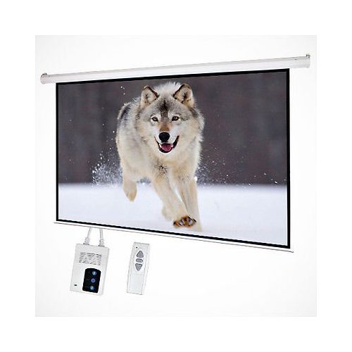  Globe House Product GHP 100 Electric Auto 16:9 Projector Motorized Projection Screen w Remote