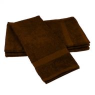 Globe House Products GHP 6-Pcs Chocolate 16x27 Ring Spun Cotton Blend Terry Cloth Hotel Salon Hand Towels
