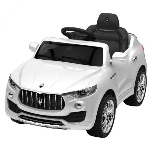  Globe House Products GHP 6V Maserati White Plastic 4-Tire Suspension Kids Ride-On Car w Remote & Charger