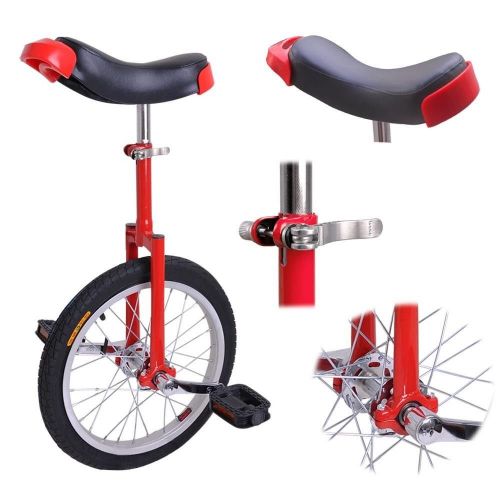  Globe House Products GHP Red Manganese Steel 16 Wheel Skid-Proof Tire Aluminum Alloy Rim Unicycle