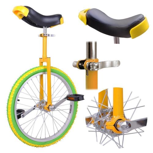  Globe House Products GHP Yellow & Green Manganese Steel 20 Wheel Skid-Proof Tire Aluminum Rim Unicycle