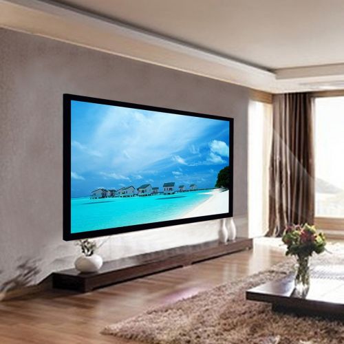  Globe House Products GHP 100 Diagonal White PVC CLoth 160° 16:9 Fixed Aluminum Frame Projector Screen