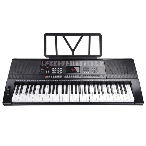  Globe House Products GHP 61-Standard Key Electronic Keyboard Piano with 2-Way Speaker System & LCD Display