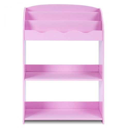  Globe House Products GHP 24.5x11x35.5 Pink MDF Bedroom Kids Bookshelf w 3-Tier Shelves & Smooth Edges