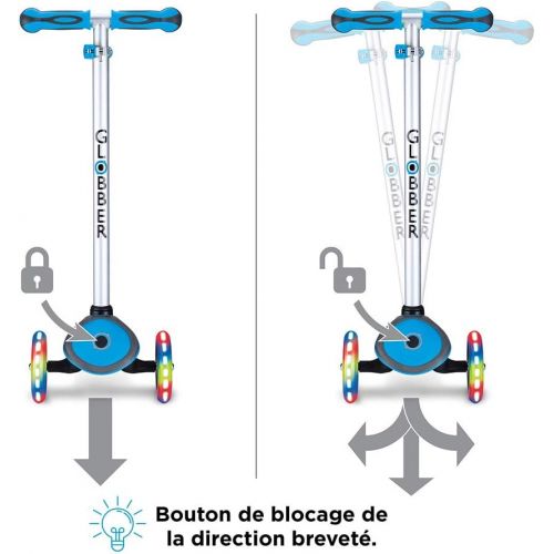  Globber -V2 3-Wheel Kids Kick Scooter - LED Light Up Wheels - Adjustable Height T-Bar - for Boys and Girls