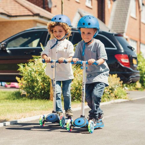  Globber -V2 3-Wheel Kids Kick Scooter - LED Light Up Wheels - Adjustable Height T-Bar - for Boys and Girls